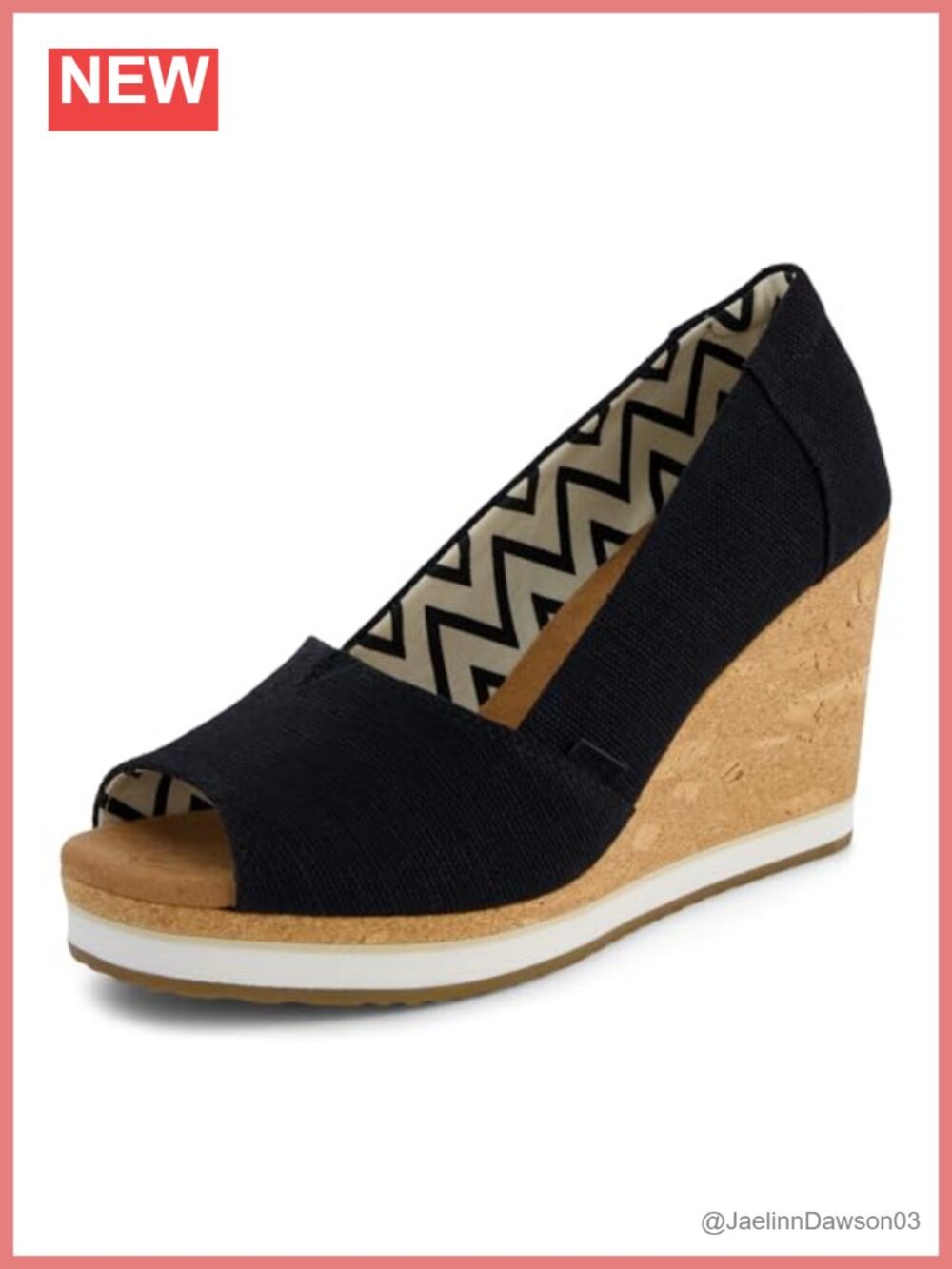 TOMS Essential Wedge Peep Toe Sling Ankle Strap Canvas Sandals